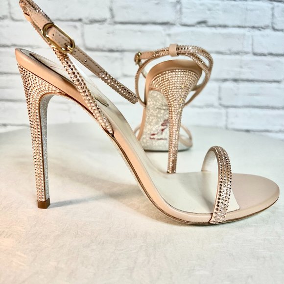 Rene Caovilla Shoes - 💃 NWT Rene Caovilla, Ellabrita, Nude Satin Silk, 4.25 heeled Sandals, Size 38.5